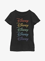 Disney Classic Rainbow Stacked Youth Girls T-Shirt
