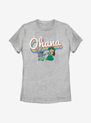 Disney Lilo And Stitch Rainbow Ohana Womens T-Shirt