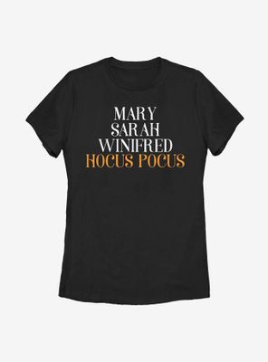 Disney Hocus Pocus Name Stack Womens T-Shirt