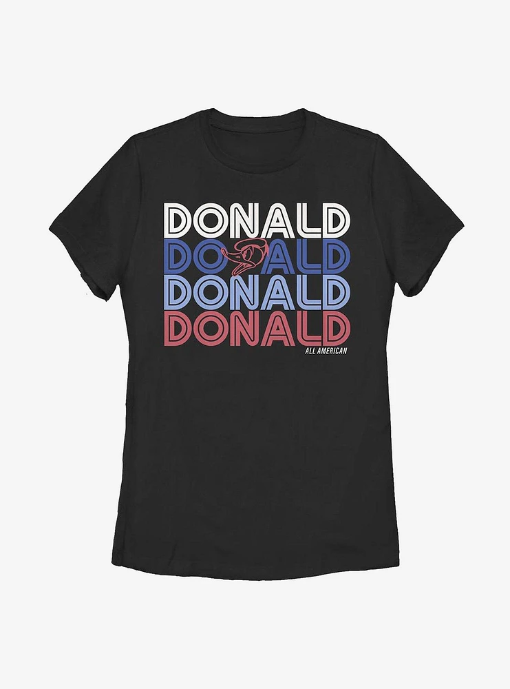 Disney Donald Duck Retro Stack Womens T-Shirt