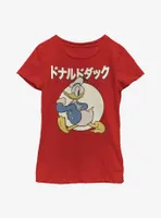 Disney Donald Duck Japanese Text Youth Girls T-Shirt