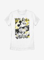 Disney Mickey Mouse Trouble Comes Womens T-Shirt