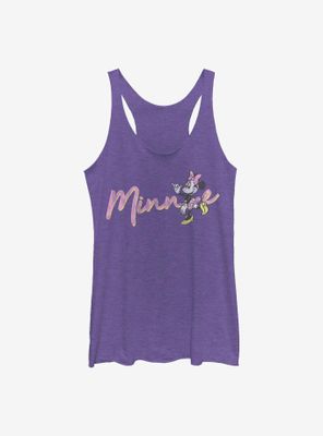 Disney Minnie Mouse Pink Script Womens Tank Top