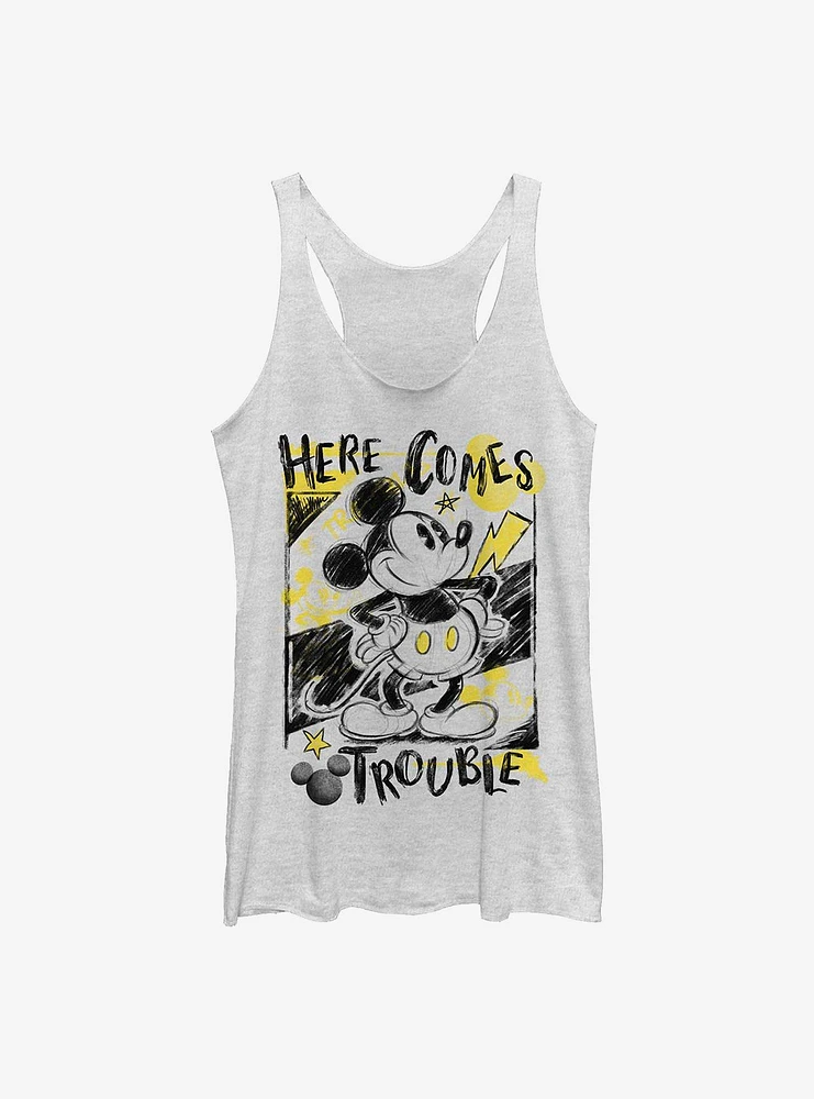 Disney Mickey Mouse Trouble Comes Womens Tank Top