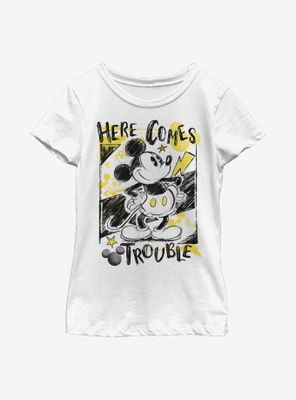 Disney Mickey Mouse Trouble Comes Youth Girls T-Shirt