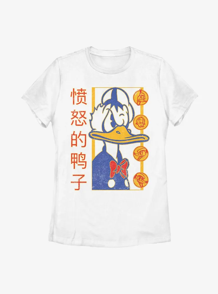 Disney Donald Duck Japanese Text Womens T-Shirt