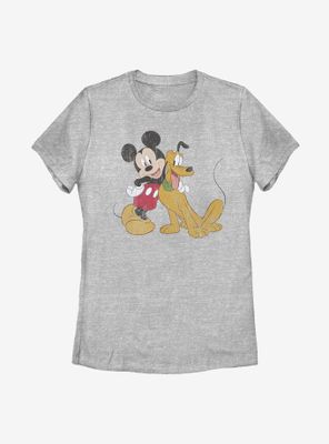 Disney Mickey Mouse And Pluto Womens T-Shirt