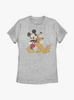 Disney Mickey Mouse And Pluto Womens T-Shirt