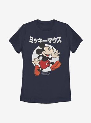 Disney Mickey Mouse Japanese Text Womens T-Shirt