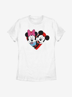 Disney Mickey Mouse Minnie Heart Womens T-Shirt