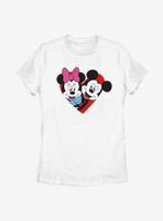 Disney Mickey Mouse Minnie Heart Womens T-Shirt