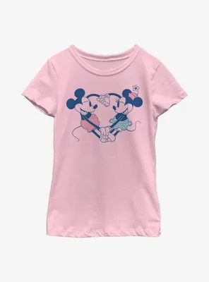 Disney Mickey Mouse Heart Pair Youth Girls T-Shirt