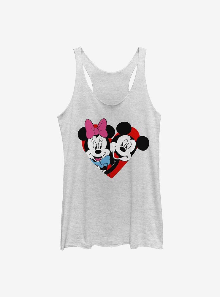 Disney Mickey Mouse Minnie Heart Womens Tank Top