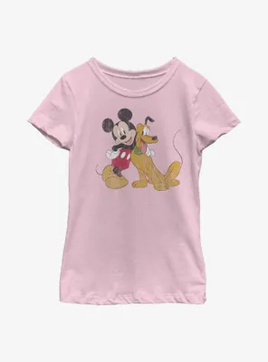Disney Mickey Mouse And Pluto Youth Girls T-Shirt