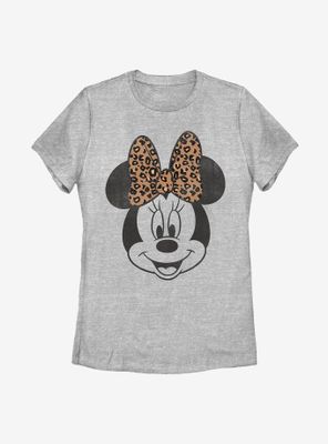 Disney Minnie Mouse Modern Face Leopard Womens T-Shirt