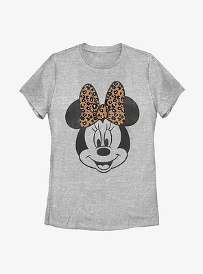 Disney Minnie Mouse Modern Face Leopard Womens T-Shirt