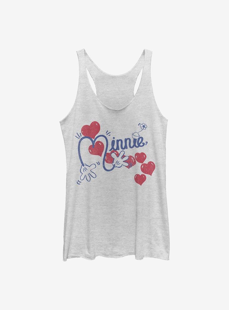 Disney Minnie Mouse Hearts Script Womens Tank Top