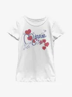 Disney Minnie Mouse Hearts Script Youth Girls T-Shirt