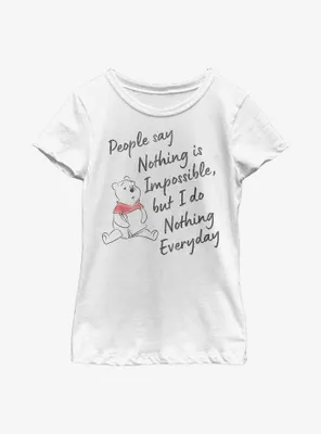 Disney Winnie The Pooh Nothing Is Impossible Youth Girls T-Shirt