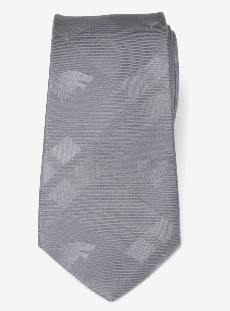 Game Of Thrones Stark Direwolf Gray Plaid Silk Men's Tie