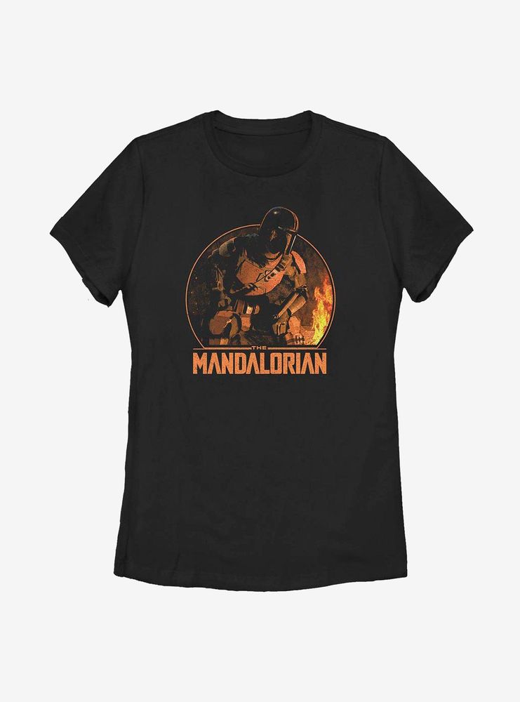 Star Wars The Mandalorian Child Camping Mando Womens T-Shirt