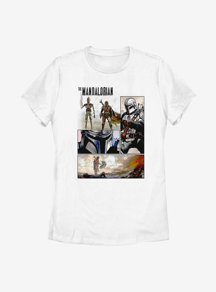 Star Wars The Mandalorian Child Comic Book Panel Womens T-Shirt