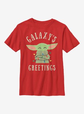 Star Wars The Mandalorian Child Christmas Lights Youth T-Shirt