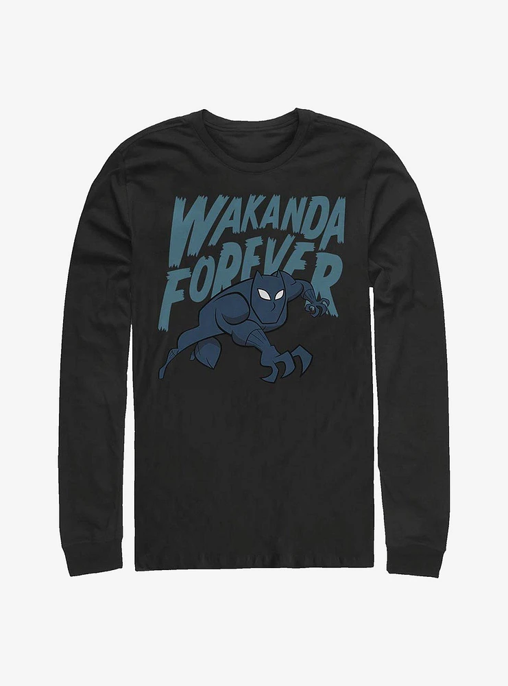 Marvel Black Panther Wakanda Forever Bold Art Long-Sleeve T-Shirt