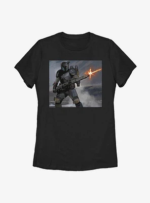 Sta Wars The Mandalorian Mando Fire Womens T-Shirt