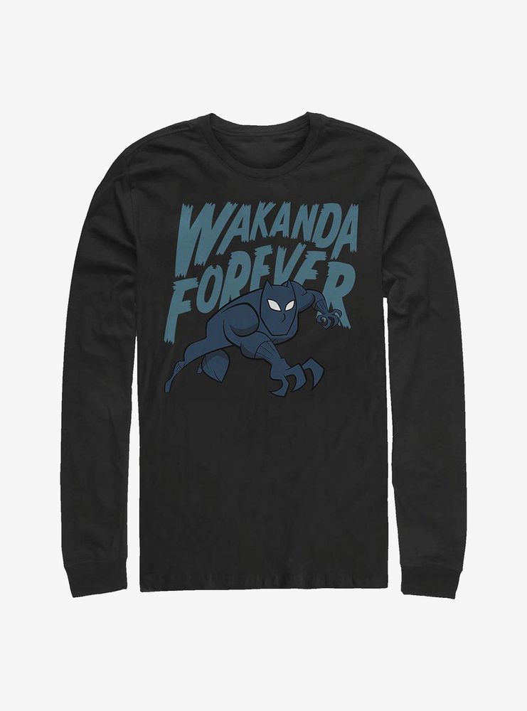 Marvel Black Panther Wakanda Cartoon Icon Long-Sleeve T-Shirt