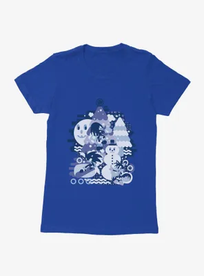 Sonic The Hedgehog Winter Snow Friends Blue Tone Womens T-Shirt