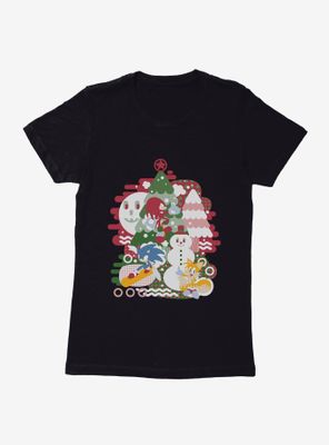 Sonic The Hedgehog Winter Snow Friends Color Womens T-Shirt