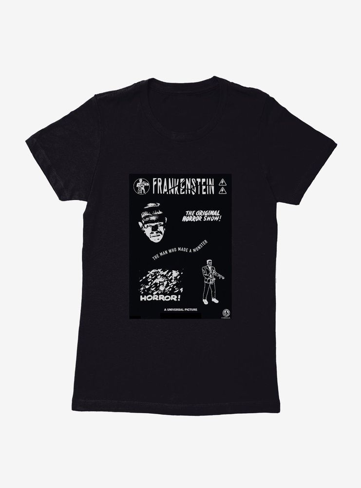 Universal Monsters Frankenstein Horror Poster Womens T-Shirt