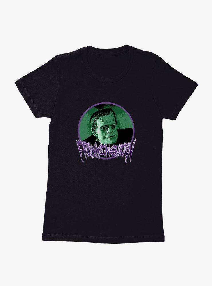 Universal Monsters Frankenstein Round Portrait Womens T-Shirt