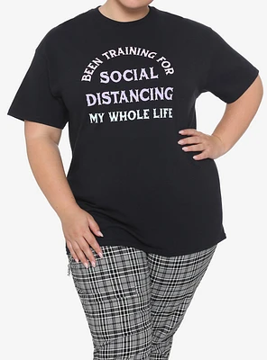 Social Distancing Training Boyfriend Fit Girls T-Shirt Plus Size