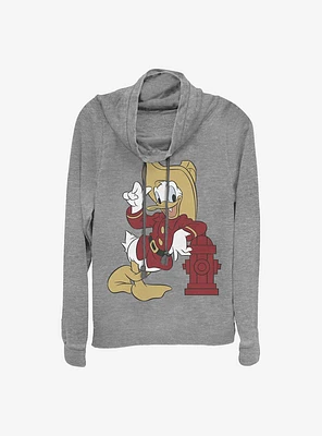 Disney Donald Duck Firefighting Cowlneck Long-Sleeve Girls Top