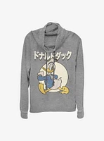 Disney Donald Duck Japanese Text Cowlneck Long-Sleeve Girls Top