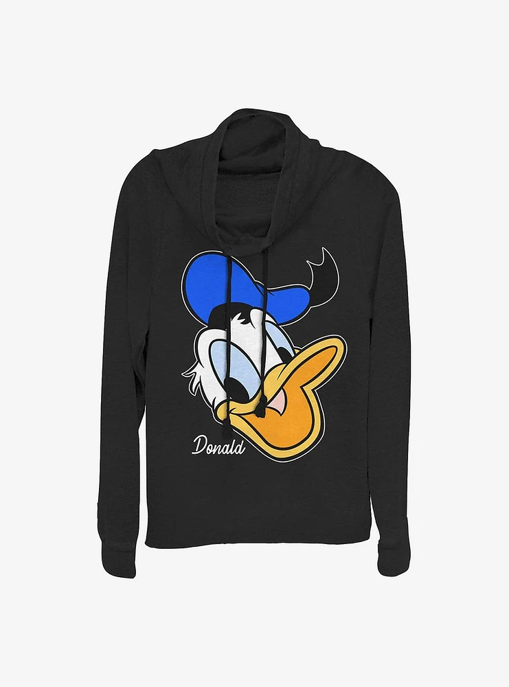 Disney Donald Duck Big Face Cowlneck Long-Sleeve Girls Top