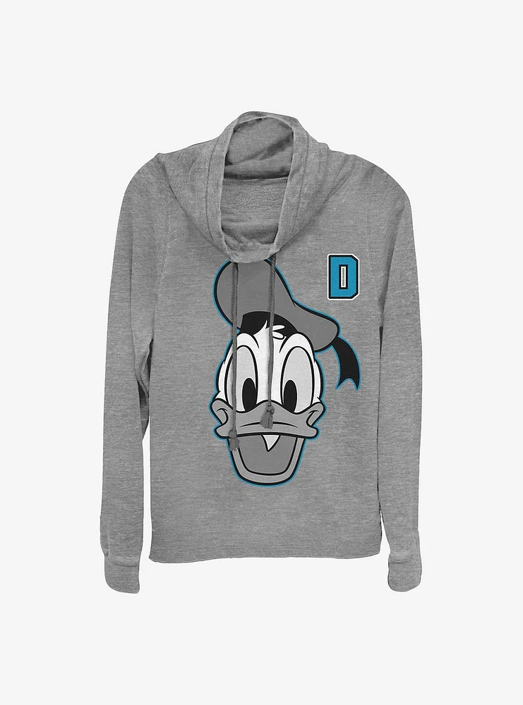 Disney Donald Duck Letter Cowlneck Long-Sleeve Girls Top