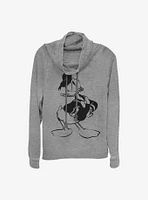 Disney Donald Duck Old Print Cowlneck Long-Sleeve Girls Top