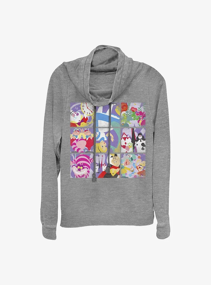 Disney Alice Wonderland Wonder Art Blocks Cowlneck Long-Sleeve Girls Top