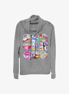 Disney Alice Wonderland Wonder Art Blocks Cowlneck Long-Sleeve Girls Top