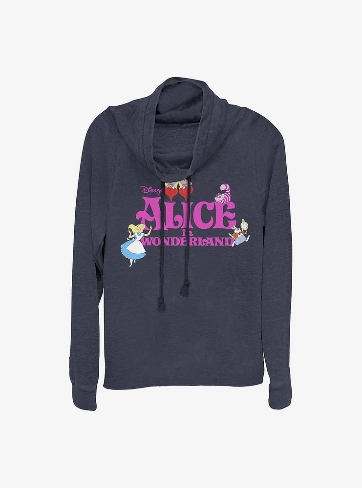 Disney Alice Wonderland Cowlneck Long-Sleeve Girls Top