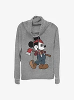 Disney Mickey Mouse Lumberjack Cowlneck Long-Sleeve Girls Top