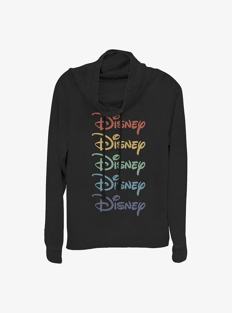 Disney Classic Rainbow Stacked Cowlneck Long-Sleeve Girls Top