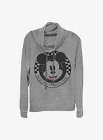 Disney Mickey Mouse Checkered Cowlneck Long-Sleeve Girls Top