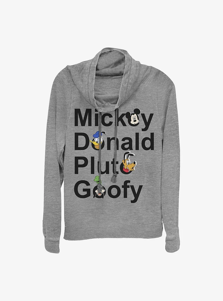 Disney Mickey And Friends Names Cowlneck Long-Sleeve Girls Top