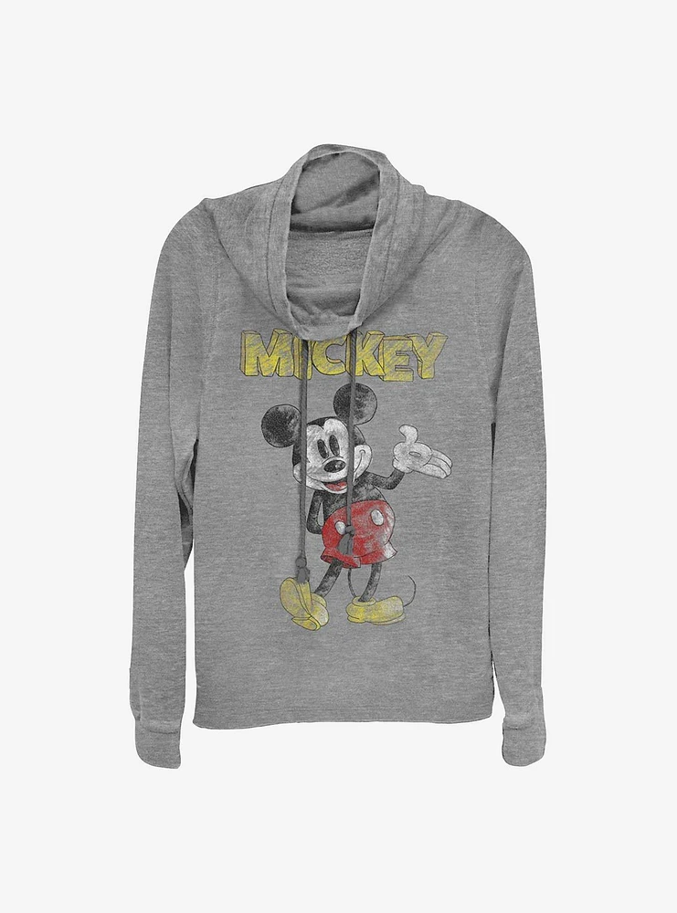 Disney Mickey Mouse Sketch Cowlneck Long-Sleeve Girls Top