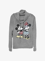 Disney Mickey Mouse And Minnie Retro Cowlneck Long-Sleeve Girls Top