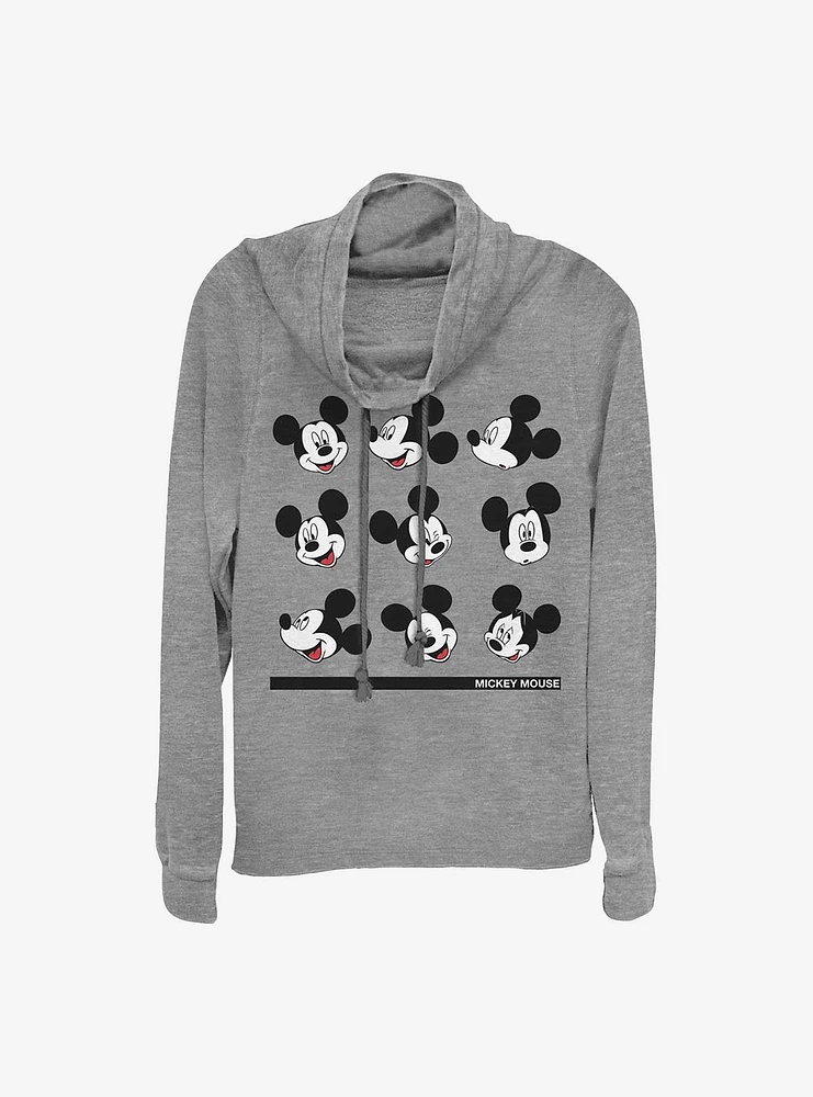 Disney Mickey Mouse Expressions Cowlneck Long-Sleeve Girls Top